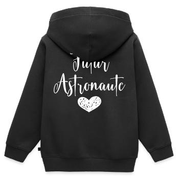Futur Astronaute - Sweat Premium à capuche zippé enfant bio - noir - Dos - AI Model Kid Male (0cm)