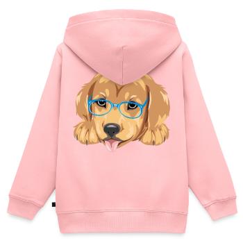 Lustiger Golden Retriever Welpe mit blauer Brille - Kinder Premium Organic Zip Hoodie - Rosa - Hinten - AI Model Kid Female (0cm)