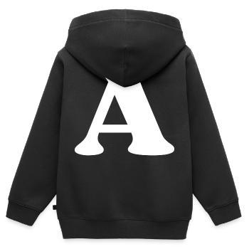 Buchstabe a - Kinder Premium Organic Zip Hoodie - Schwarz - Hinten - AI Model Kid Male (0cm)