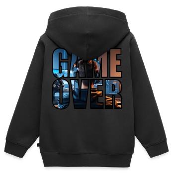 GAMEOVER - Sweat Premium à capuche zippé enfant bio - noir - Dos - AI Model Kid Male (0cm)