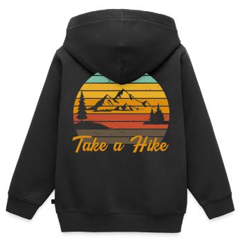 Take a hike - Hiking enthusiasts - Hiking - Outdoor - Kids Premium Organic Zip-up Hoodie - black - Back - AI Model Kid Male (0cm)