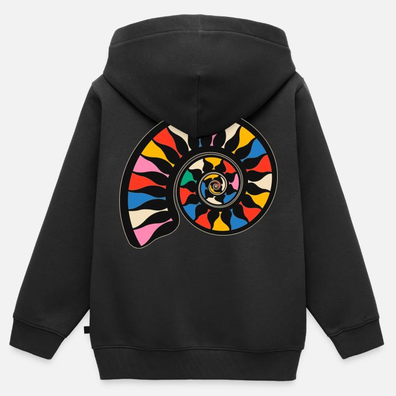 Fossile d’ammonite - Sweat Premium à capuche zippé enfant bio - noir