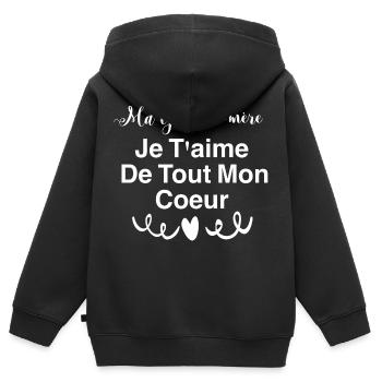 Ma grand mère je t aime de tout mon coeur - Sweat Premium à capuche zippé enfant bio - noir - Dos - AI Model Kid Male (0cm)