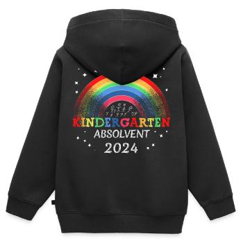 Kindergarten Absolvent 2024 Regenbogen Einschulung - Kinder Premium Organic Zip Hoodie - Schwarz - Hinten - AI Model Kid Male (0cm)