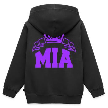 mia - Kinder Premium Organic Zip Hoodie - Schwarz - Hinten - AI Model Kid Male (0cm)