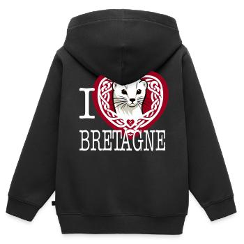 Ich liebe Bretagne Hermine Celtique Light - Kinder Premium Organic Zip Hoodie - Schwarz - Hinten - AI Model Kid Male (0cm)