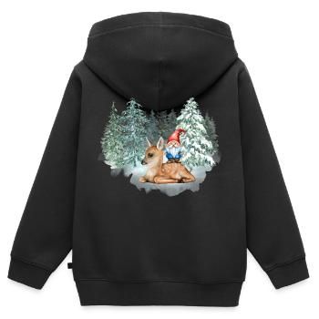 Wichtelfiziert - Kinder Premium Organic Zip Hoodie - Schwarz - Hinten - AI Model Kid Male (0cm)
