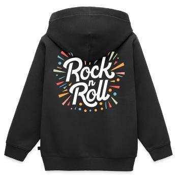 Rock n Roll - Sweat Premium à capuche zippé enfant bio - noir - Dos - AI Model Kid Male (0cm)