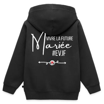 Vivre la future mariée - Sweat Premium à capuche zippé enfant bio - noir - Dos - AI Model Kid Male (0cm)