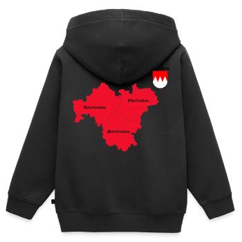 Franken - Kinder Premium Organic Zip Hoodie - Schwarz - Hinten - AI Model Kid Male (0cm)