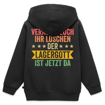 Lagergott Gabelstapler Staplerfahrer Logistiker La - Kinder Premium Organic Zip Hoodie - Schwarz - Hinten - AI Model Kid Male (0cm)