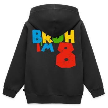 Bruh I'm Eight Achter Geburtstag Geburtstagskind - Kinder Premium Organic Zip Hoodie - Schwarz - Hinten - AI Model Kid Male (0cm)