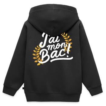 J'ai mon bac - Sweat Premium à capuche zippé enfant bio - noir - Dos - AI Model Kid Male (0cm)