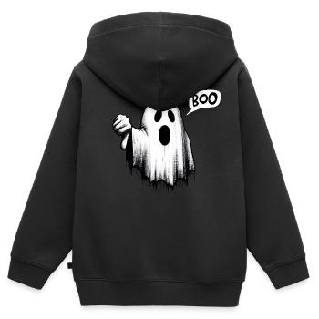 Der Boo Geist ist dagegen - Kinder Premium Organic Zip Hoodie - Schwarz - Hinten - AI Model Kid Male (0cm)