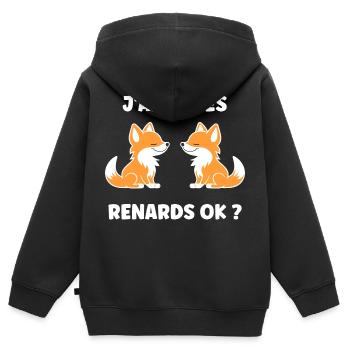 petit renard - Sweat Premium à capuche zippé enfant bio - noir - Dos - AI Model Kid Male (0cm)