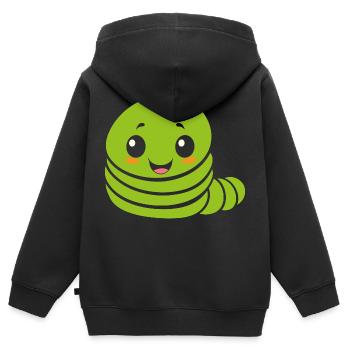 Chenilles insecte Amour petite chenille - Sweat Premium à capuche zippé enfant bio - noir - Dos - AI Model Kid Male (0cm)