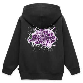 katze geburtstagsgeschenk spruch brauner zitat - Kinder Premium Organic Zip Hoodie - Schwarz - Hinten - AI Model Kid Male (0cm)