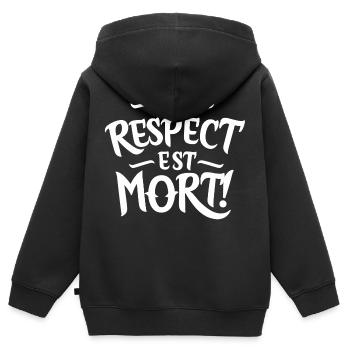 Le respect est mort - Sweat Premium à capuche zippé enfant bio - noir - Dos - AI Model Kid Male (0cm)