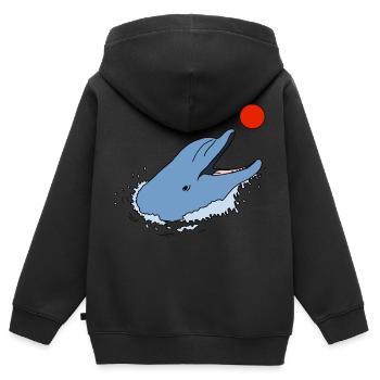 Delfin mit Ball - Kinder Premium Organic Zip Hoodie - Schwarz - Hinten - AI Model Kid Male (0cm)
