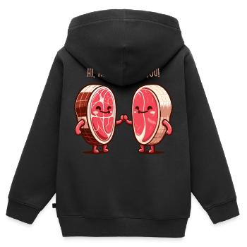 Schön zum Fleisch - Kinder Premium Organic Zip Hoodie - Schwarz - Hinten - AI Model Kid Male (0cm)