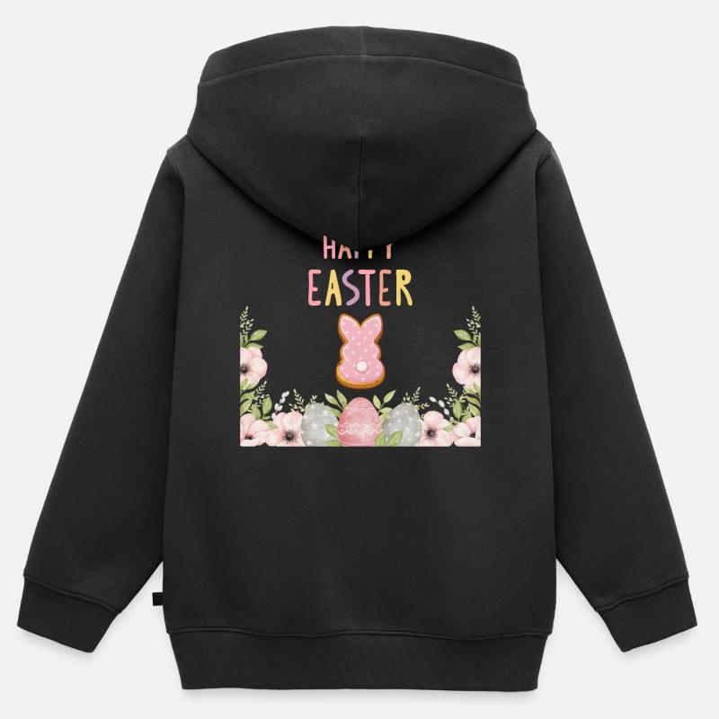 Ostern - Happy Easter Bunny - Kinder Premium Organic Zip Hoodie - Schwarz
