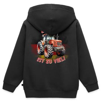 TROP, C’EST TROP ! Agriculteurs Agriculteurs Démo Dire - Sweat Premium à capuche zippé enfant bio - noir - Dos - AI Model Kid Male (0cm)