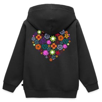 Coração de flores - Kinder Premium Organic Zip Hoodie - Schwarz - Hinten - AI Model Kid Male (0cm)