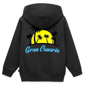 gran canaria - Kinder Premium Organic Zip Hoodie - Schwarz - Hinten - AI Model Kid Male (0cm)