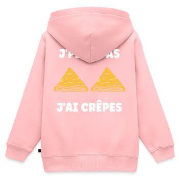 Crêpes Bretagne humour crêpe - Sweat Premium à capuche zippé enfant bio - rose - Dos - AI Model Kid Female (0cm)