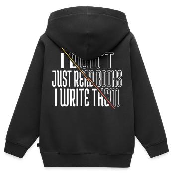 Blog de l’école vélo roman cadeau d’anniversaire génial - Sweat Premium à capuche zippé enfant bio - noir - Dos - AI Model Kid Male (0cm)