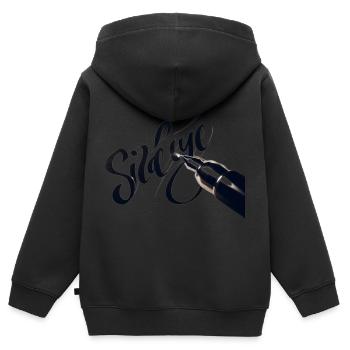Sideeye Eye Side Eye Handwriting - Kids Premium Organic Zip-up Hoodie - black - Back - AI Model Kid Male (0cm)