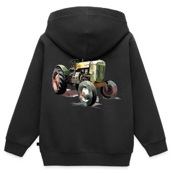 Altmodischer Traktor Nr. 2 - Kinder Premium Organic Zip Hoodie - Schwarz - Hinten - AI Model Kid Male (0cm)