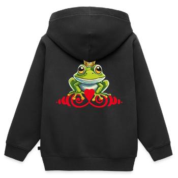 Frog Prince Kiss King - Kids Premium Organic Zip-up Hoodie - black - Back - AI Model Kid Male (0cm)