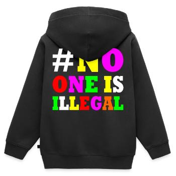 No one is illegal - Sweat Premium à capuche zippé enfant bio - noir - Dos - AI Model Kid Male (0cm)