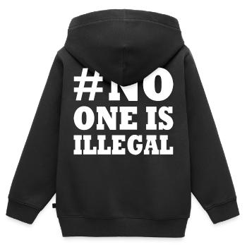 No one is illegal - Sweat Premium à capuche zippé enfant bio - noir - Dos - AI Model Kid Male (0cm)
