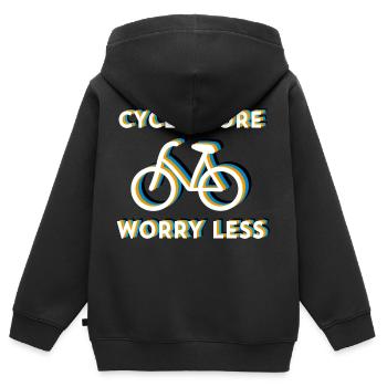 CYCLE MORE WORRY LESS FEMALE-BIKE - Damenrad - Kinder Premium Organic Zip Hoodie - Schwarz - Hinten - AI Model Kid Male (0cm)