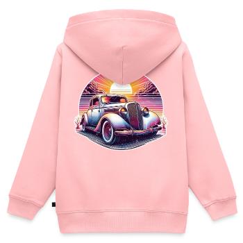 Oldtimer Sonnenuntergang - Kinder Premium Organic Zip Hoodie - Rosa - Hinten - AI Model Kid Female (0cm)