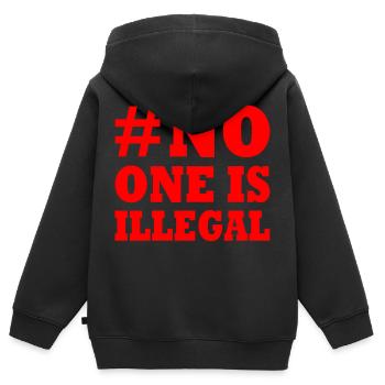 No one is illegal - Sweat Premium à capuche zippé enfant bio - noir - Dos - AI Model Kid Male (0cm)
