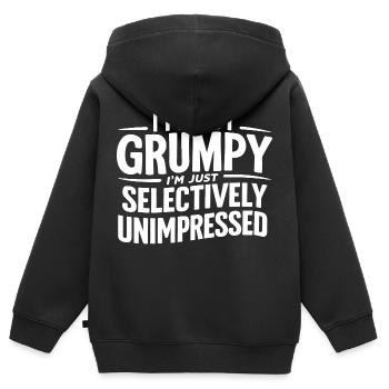 JE NE SUIS PAS , JE NE SUIS JUSTE PAS IMPRESSIONNÉ - Sweat Premium à capuche zippé enfant bio - noir - Dos - AI Model Kid Male (0cm)