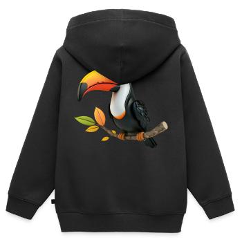 Le Toucan, clown des forêts tropicales - Sweat Premium à capuche zippé enfant bio - noir - Dos - AI Model Kid Male (0cm)