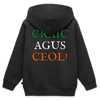 Craic agus ceoli lebte Laune und Musik! - Kinder Premium Organic Zip Hoodie - Schwarz - Hinten - AI Model Kid Male (0cm)