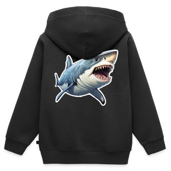 Hai - Kinder Premium Organic Zip Hoodie - Schwarz - Hinten - AI Model Kid Male (0cm)