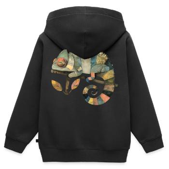 Chamäleon - Kinder Premium Organic Zip Hoodie - Schwarz - Hinten - AI Model Kid Male (0cm)