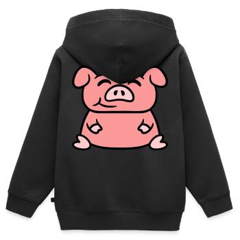 Assis Cochon Amour Petit Cochon Mignon - Sweat Premium à capuche zippé enfant bio - noir - Dos - AI Model Kid Male (0cm)