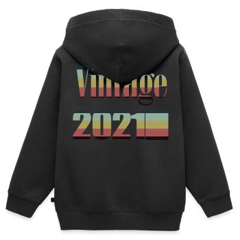 2021 anniversaire 2021 né en 2021 anniversaire - Sweat Premium à capuche zippé enfant bio - noir - Dos - AI Model Kid Male (0cm)