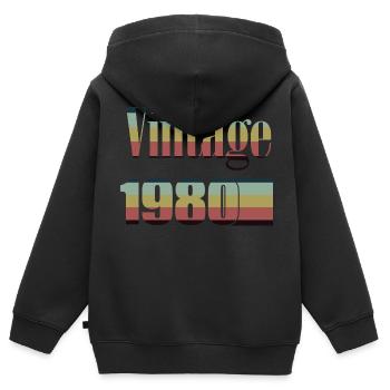 1980 Geburtstag 1980 Jahrgang 1980 Geburtstag - Kinder Premium Organic Zip Hoodie - Schwarz - Hinten - AI Model Kid Male (0cm)