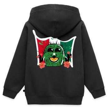 Cactus drôle avec drapeau du Mexique - Sweat Premium à capuche zippé enfant bio - noir - Dos - AI Model Kid Male (0cm)