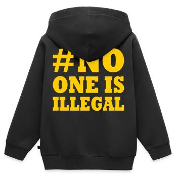 no one is illegal - Sweat Premium à capuche zippé enfant bio - noir - Dos - AI Model Kid Male (0cm)