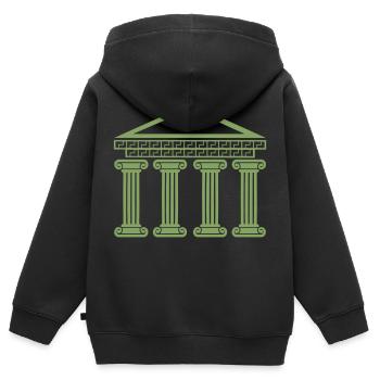 Édifice antique grec - Sweat Premium à capuche zippé enfant bio - noir - Dos - AI Model Kid Male (0cm)