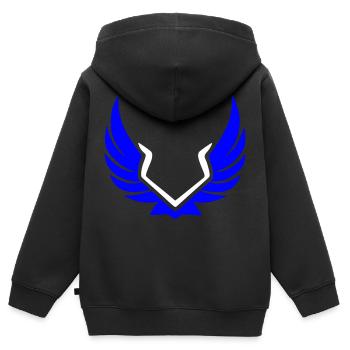 Flügel Zweifarbig Wappen Piktogramm Vektor - Kinder Premium Organic Zip Hoodie - Schwarz - Hinten - AI Model Kid Male (0cm)